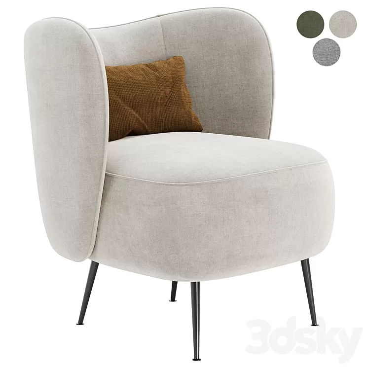 Upholstered Wingback Chair 3D Model Free Download