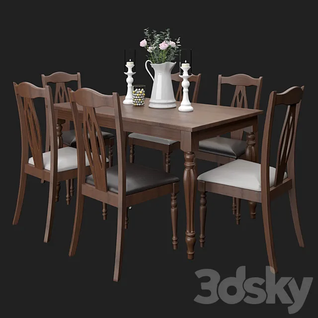 Upsala table and chairs 3D Model
