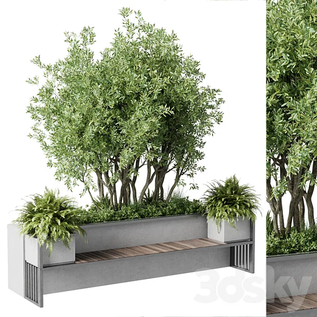 Urban Environment – Urban Furniture – Green Benches With tree 41 3D Model Urban Environment – Urban Furniture – Green Benches With tree 41 3D Model