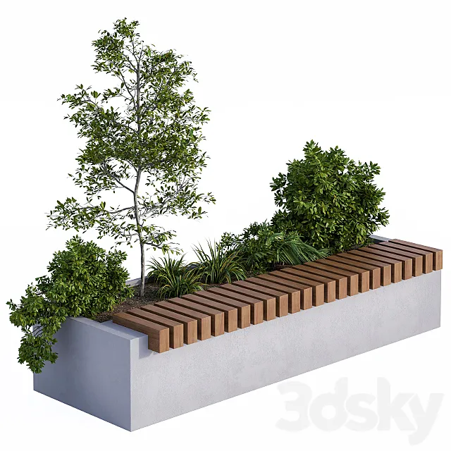Urban Furniture _ Architecture Bench with Plants Box01 3DModel Urban Furniture _ Architecture Bench with Plants Box01 3DModel