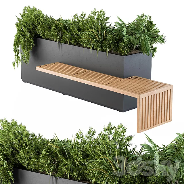 Urban Furniture _ Architecture Bench with Plants Box03 3D Model Urban Furniture _ Architecture Bench with Plants Box03 3D Model