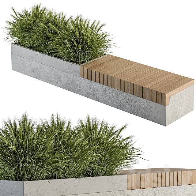 Urban Furniture _ Architecture Bench with Plants- Set 12 3DModel Urban Furniture _ Architecture Bench with Plants- Set 12 3DModel