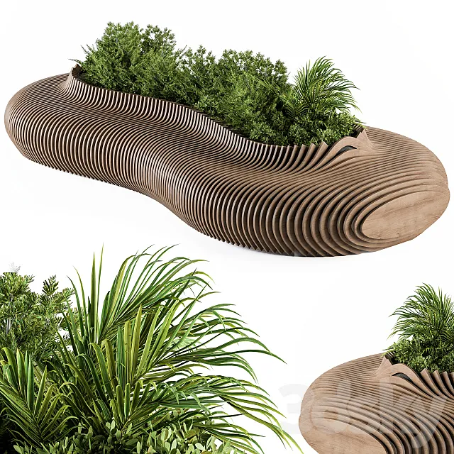 Urban Furniture _ Parametric Bench with Plants- Set 22 3D Model Urban Furniture _ Parametric Bench with Plants- Set 22 3D Model