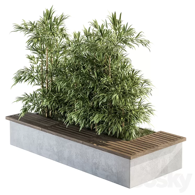 Urban Furniture / Architecture Bench with Plants- Set 11 3D Model