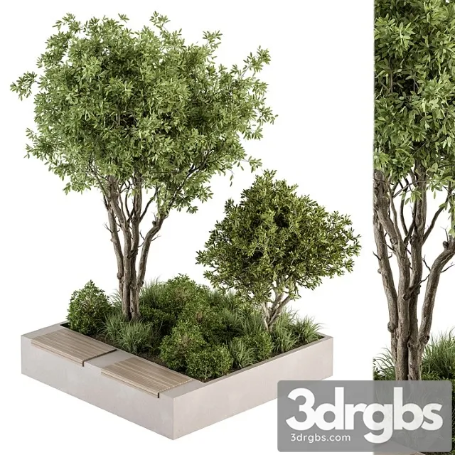 Urban Furniture Bench With Plants 45 3D Model Download Urban Furniture Bench With Plants 45 3D Model Download