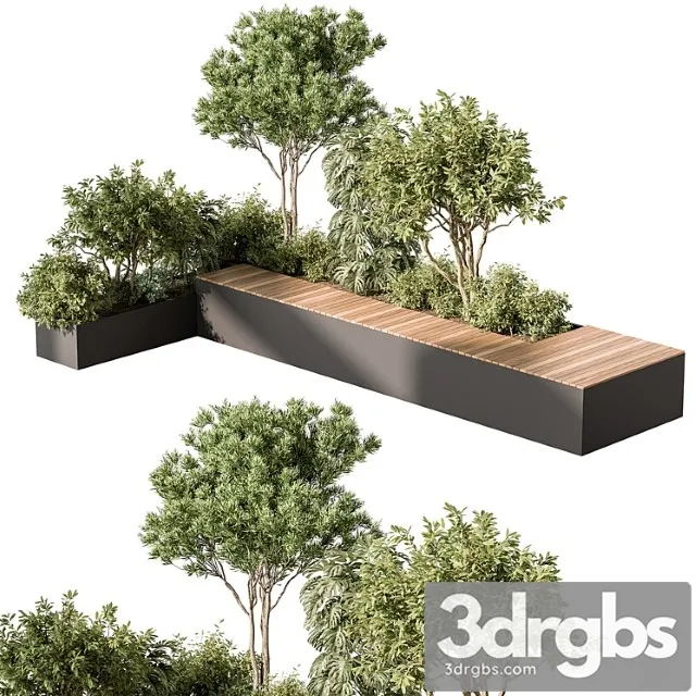 Urban furniture bench with plants 52 3D Model Download Urban furniture bench with plants 52 3D Model Download