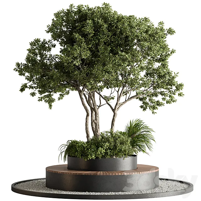 Urban Furniture Bench with Plants 76 3D Model Urban Furniture Bench with Plants 76 3D Model