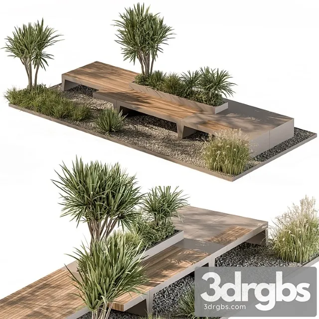 Urban furniture bench with plants set 42 3D Model Download Urban furniture bench with plants set 42 3D Model Download