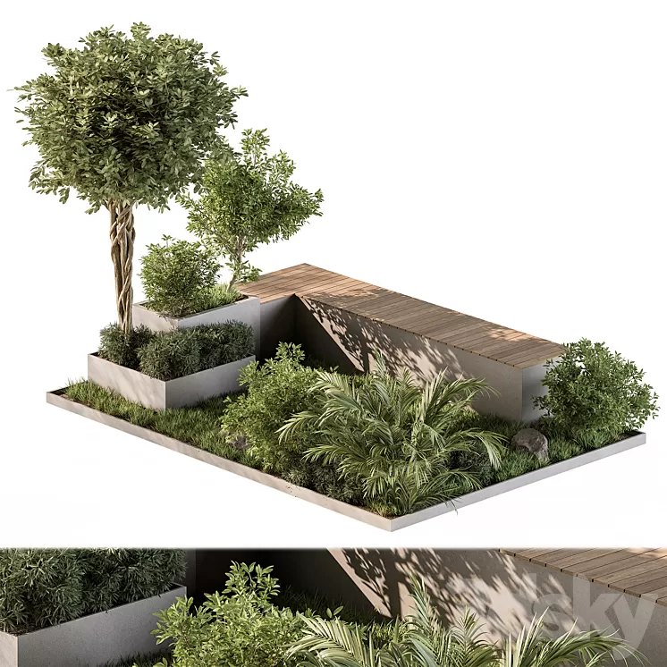 Urban Furniture Bench with Plants Set 43 3D Model Free Download Urban Furniture Bench with Plants Set 43 3D Model Free Download