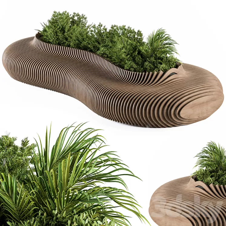Urban Furniture / Parametric Bench with Plants- Set 22 3D Model