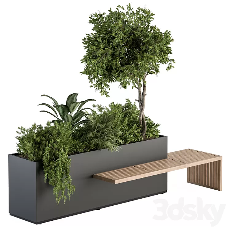 Urban Furniture / Plant Box with Bench – Set 28 3D Model Urban Furniture / Plant Box with Bench – Set 28 3D Model
