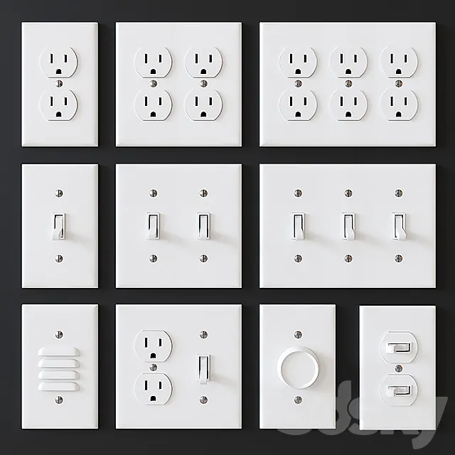 US electrical outlets and switches 3DModel