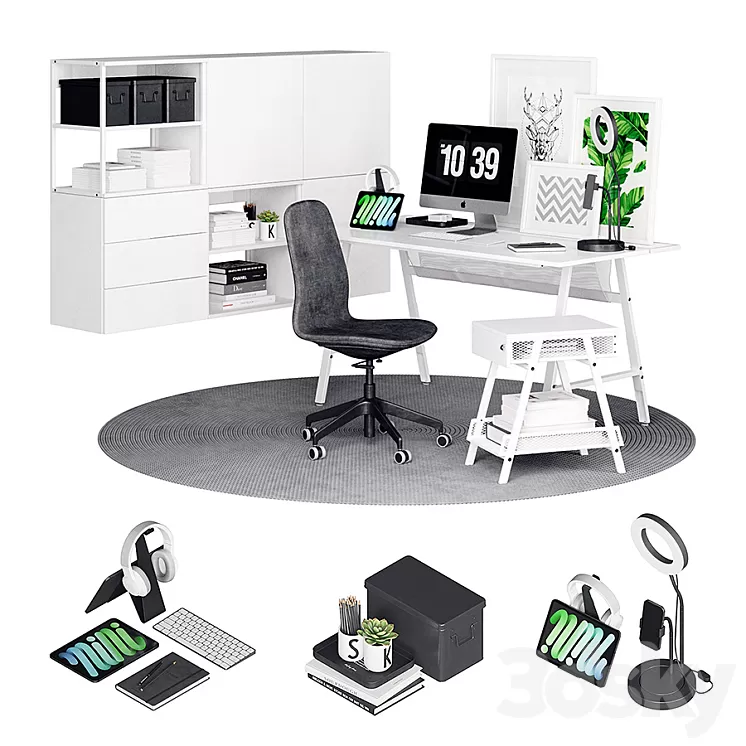 Utespelare Nordic Desk 3D Model Utespelare Nordic Desk 3D Model