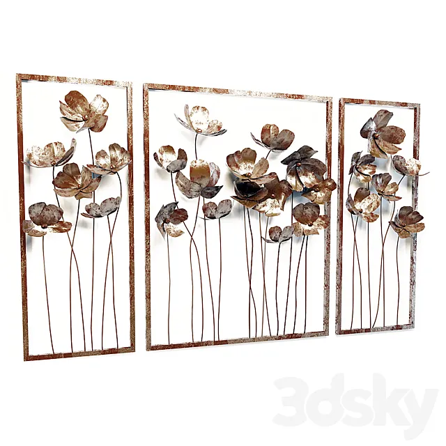 Uttermost _ Metal Tulips Wall Art Set _ 3 3DModel Uttermost _ Metal Tulips Wall Art Set _ 3 3DModel