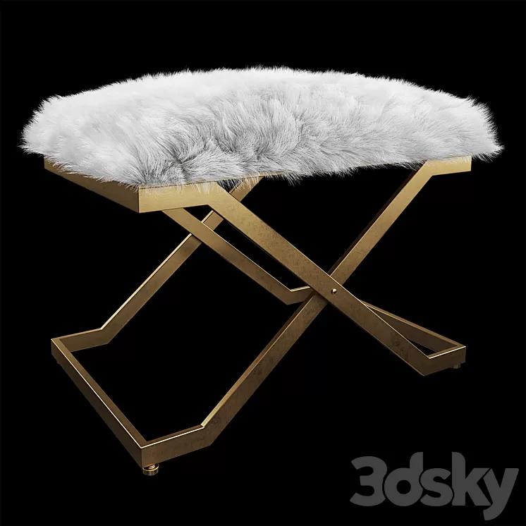Uttermost Farran Fur Small Bench 3D Model Uttermost Farran Fur Small Bench 3D Model