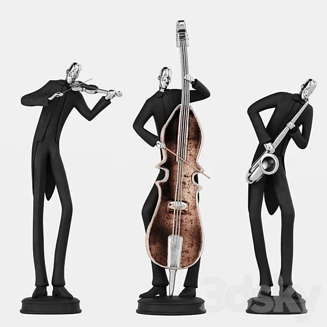Uttermost Musicians Decorative Figurines 3D Model Uttermost Musicians Decorative Figurines 3D Model