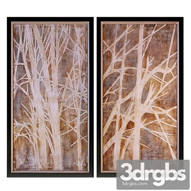 Uttermost Twigs Hand Painted Wall Art Set Of 2 3D Model Download