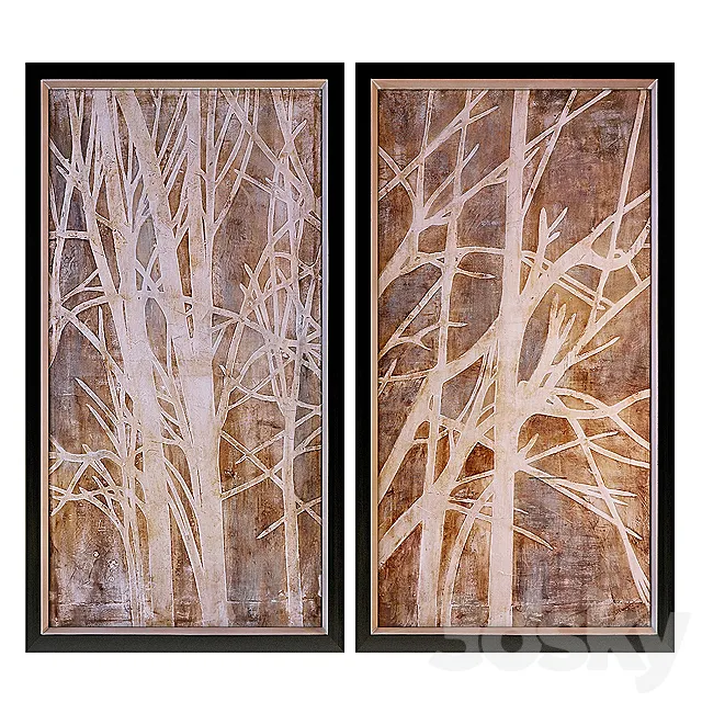 Uttermost Twigs Hand Painted Wall Art (Set of 2) 3D Model Uttermost Twigs Hand Painted Wall Art (Set of 2) 3D Model