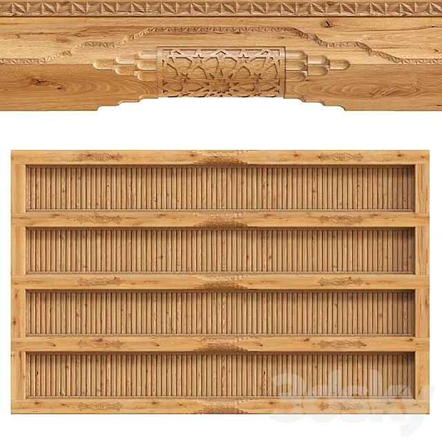 Uzbek carved beam 3D Model Uzbek carved beam 3D Model
