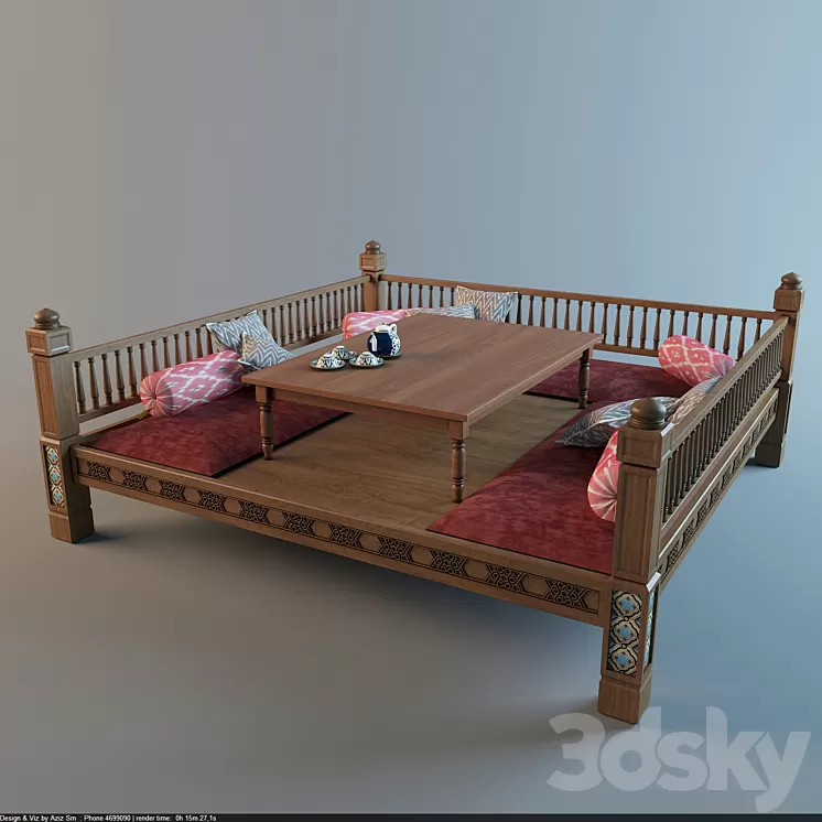 Uzbek deck chair 3D Model Uzbek deck chair 3D Model