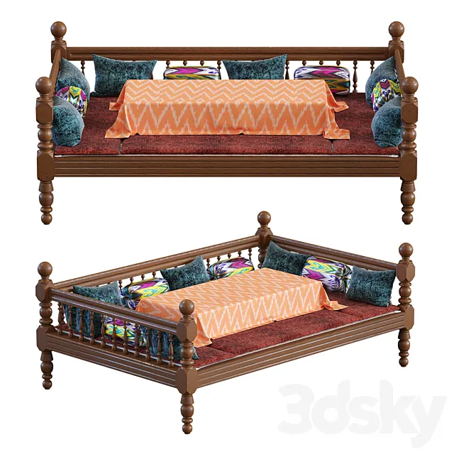 Uzbek tapan (chorpoya) national 3D Model