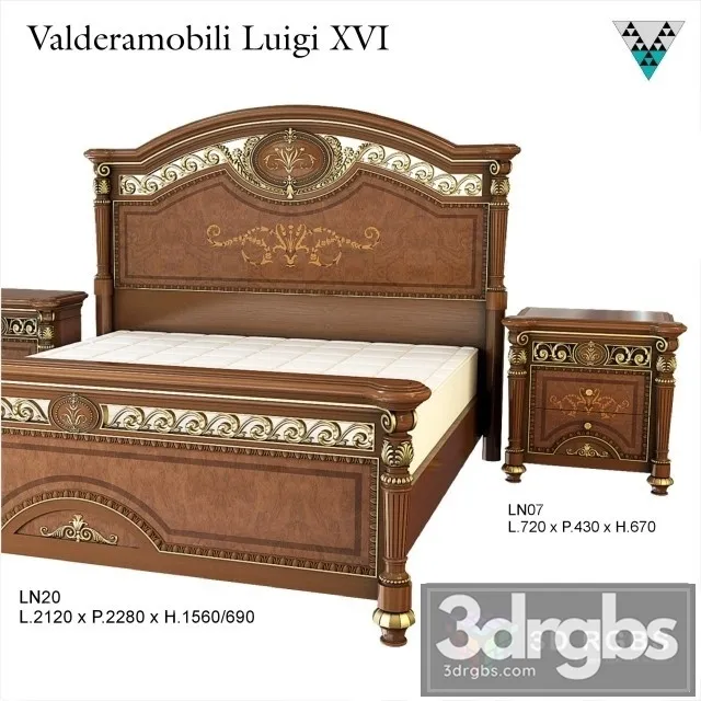 Valderamobili Luigi XVI Bed 3D Model Download