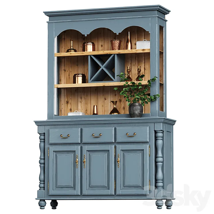 Valencia buffet with decor 3D Model Free Download