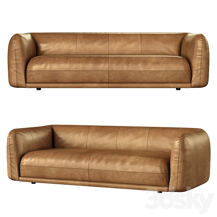 Valmar Tobacco Leather Sofa 3D Model Free Download