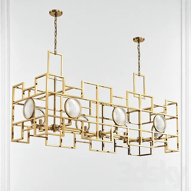 Vance Natural Brass 8 Light Linear Chandelier by Kichler 3D Model