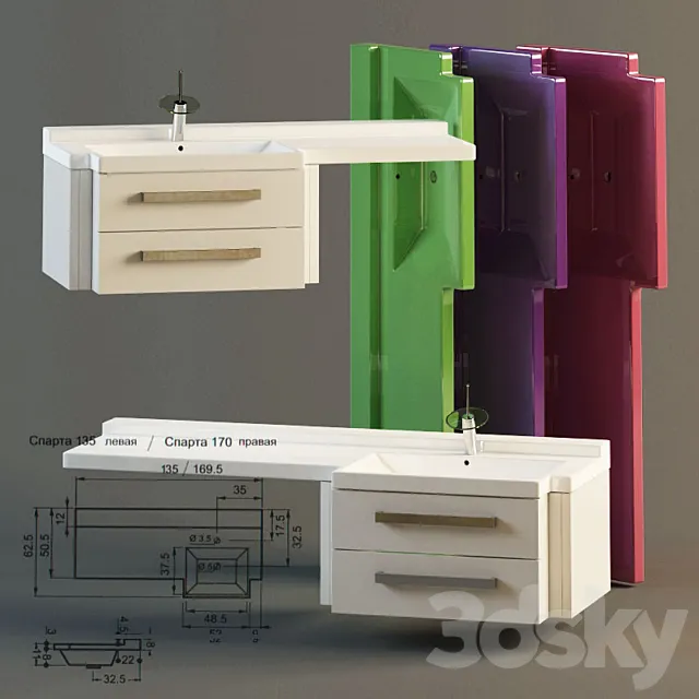 vanity and sink Sparta 3DModel vanity and sink Sparta 3DModel