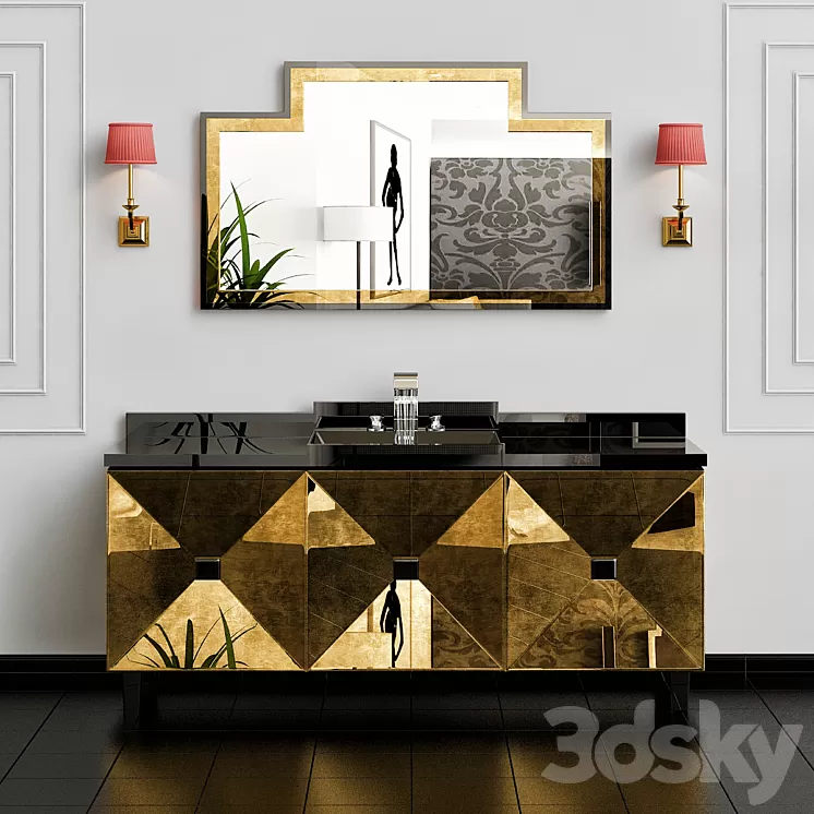 Vanity Units Jetset 3 Doors 3D Model Vanity Units Jetset 3 Doors 3D Model