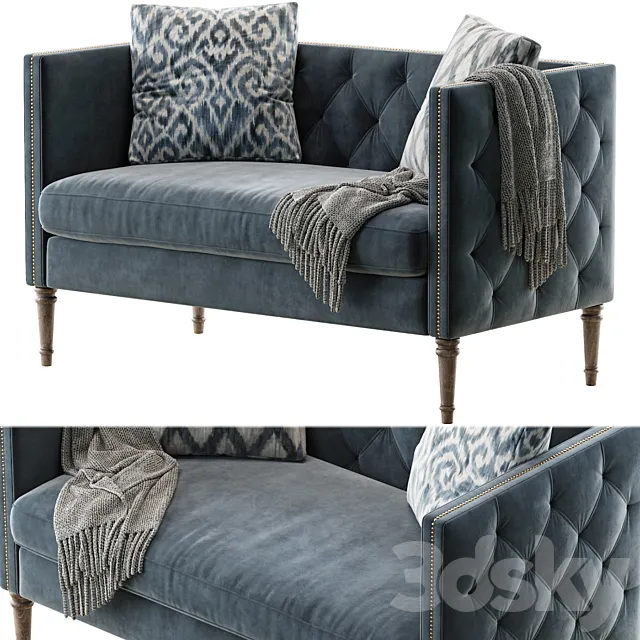 Vanves chesterfield settee 3D Model