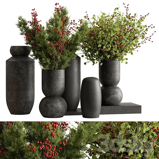 Vase and Plant Decorative Set 137 3D Model Vase and Plant Decorative Set 137 3D Model