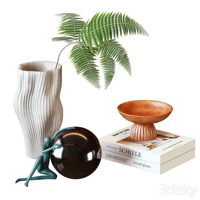 Vase and Plant Decorative Set &small sculpture 3D Model