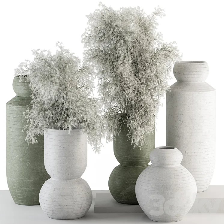 Vase and Plant Green and Gray Decorative Set – Set 102 3D Model Free Download Vase and Plant Green and Gray Decorative Set – Set 102 3D Model Free Download