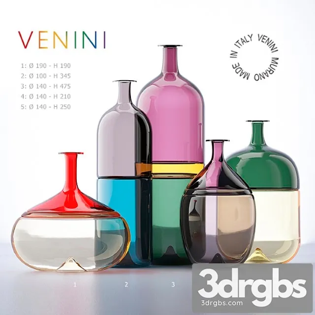 Vase Bolle Bottles Venini 3D Model Download
