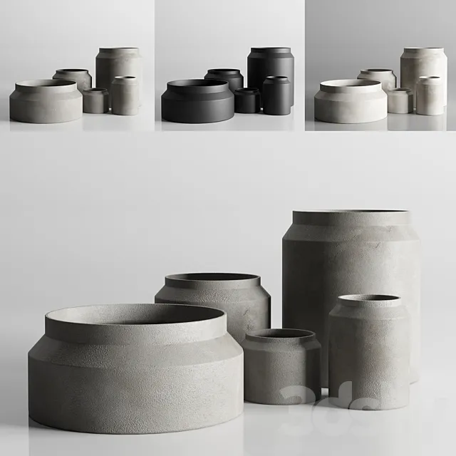 vase concrate set 01 3D Model