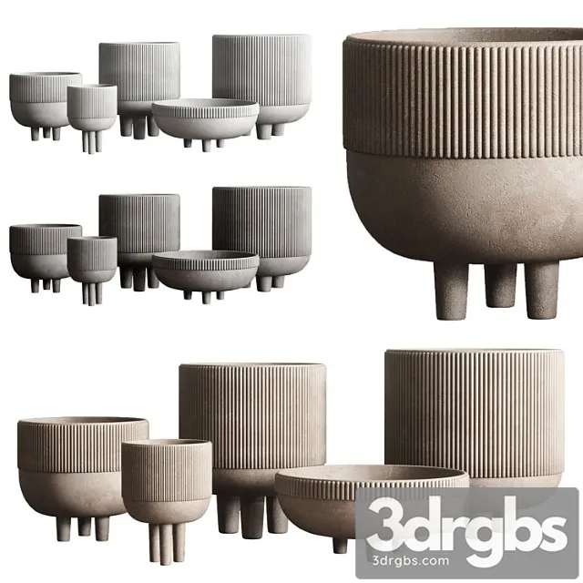 Vase Concrete Indoor Outdoor Set 03 3D Model Download