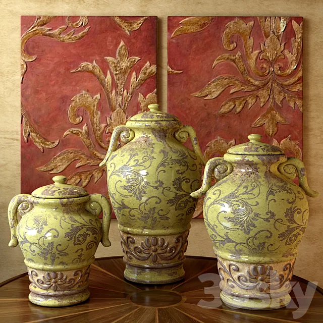 vase decorated with olive 3D Model