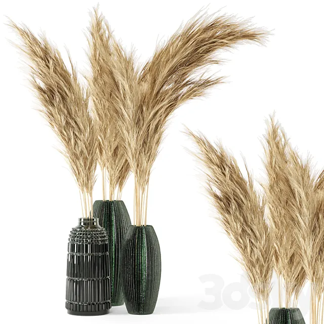 Vase Dry plants 22 – Dried Pampas in handmade vase 3D Model Vase Dry plants 22 – Dried Pampas in handmade vase 3D Model