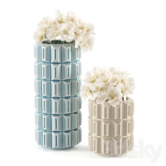 Vase Kelly Hoppen Geometric Vase Tall and Small 3D Model