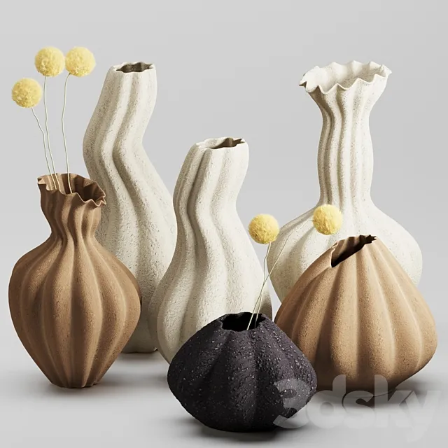 Vase Set 05-Malene Knudsen Ceramics 3D Model