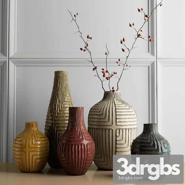 Vase West elm – linework vases 3D Model Download