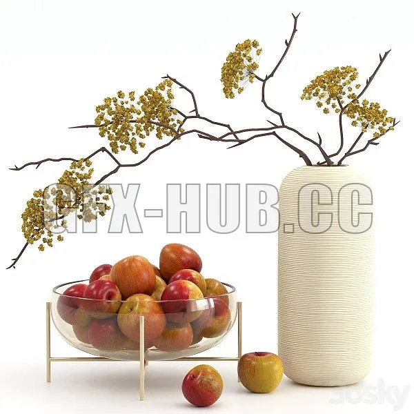 Vase With Apples 1 3D Model