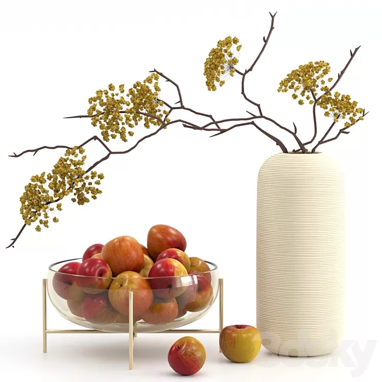 Vase with apples 3D Model Free Download
