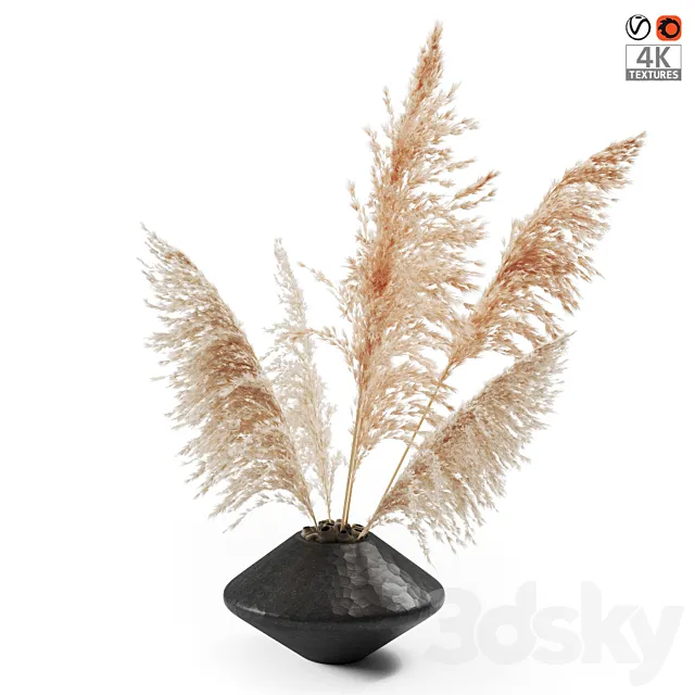 Vase with dried plants 3DModel