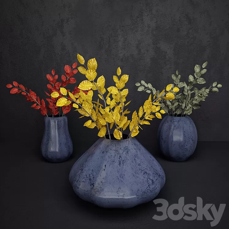 Vase with leaves 3D Model