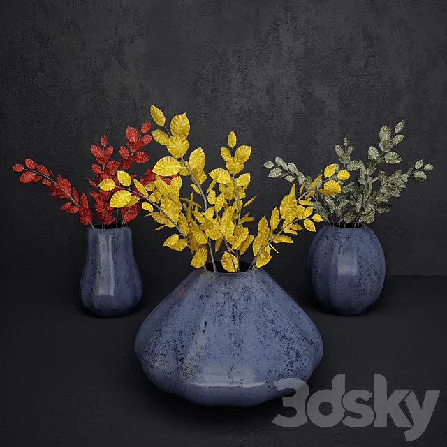Vase with leaves 3DModel