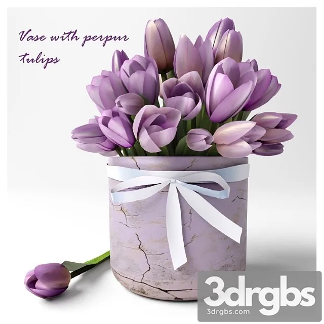 Vase With Perpur Tulips 1 3D Model Download Vase With Perpur Tulips 1 3D Model Download