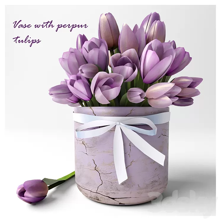 Vase with perpur tulips 3D Model Vase with perpur tulips 3D Model